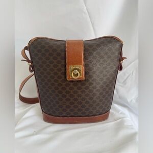 Vintage  Celine Macadam Bucket Shoulder Crossbody Bag Coated Canvas